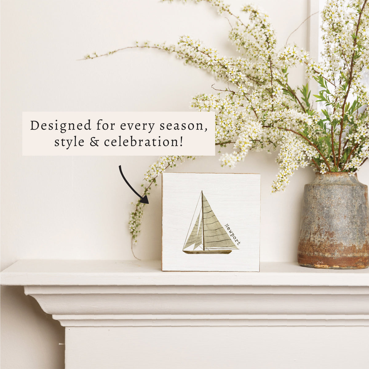 Striped Sailboat Personalized Block Sign