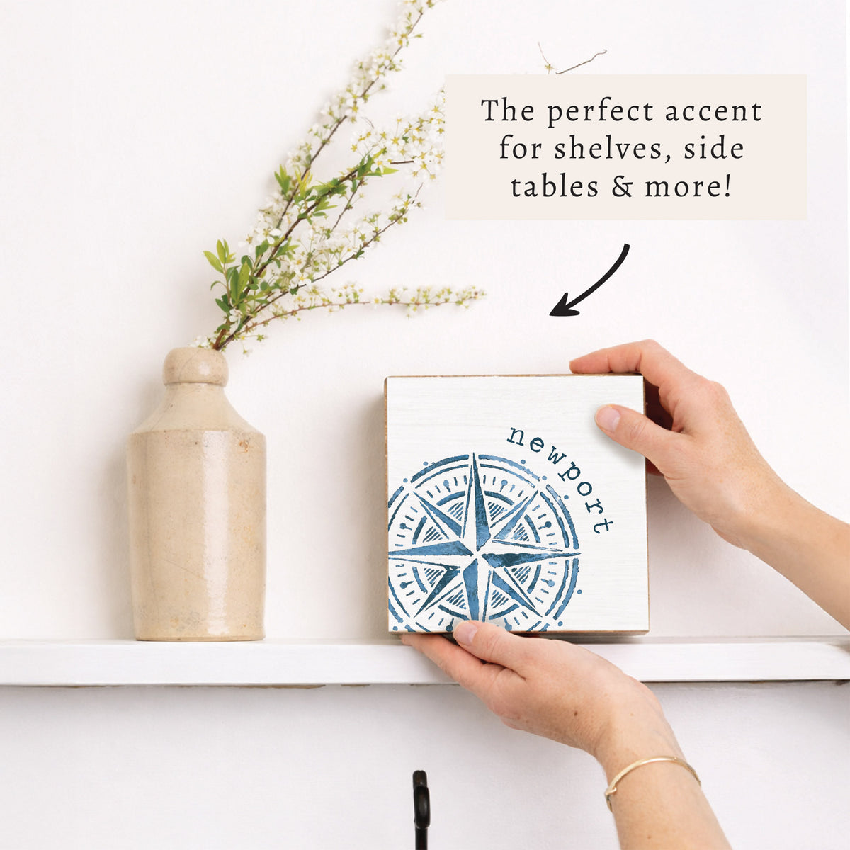 Blue Compass Personalized Block Sign