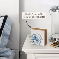 Blue Compass Personalized Block Sign