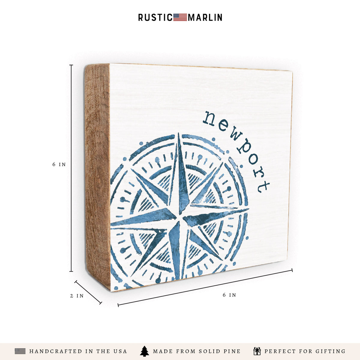 Blue Compass Personalized Block Sign