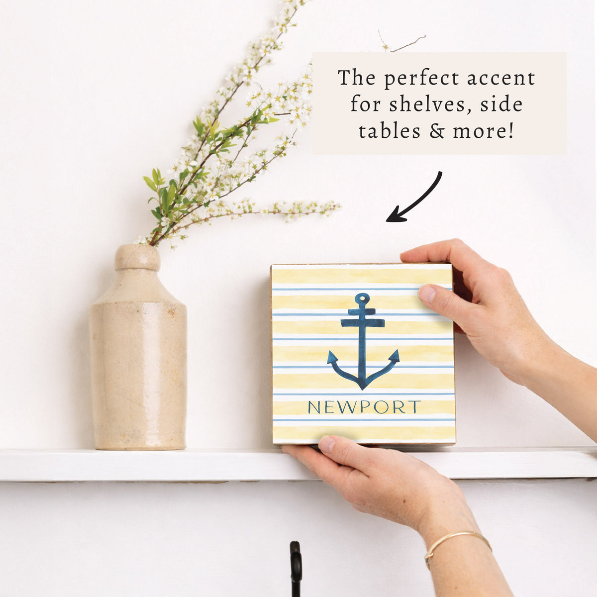Anchor Stripe Personalized Block Sign