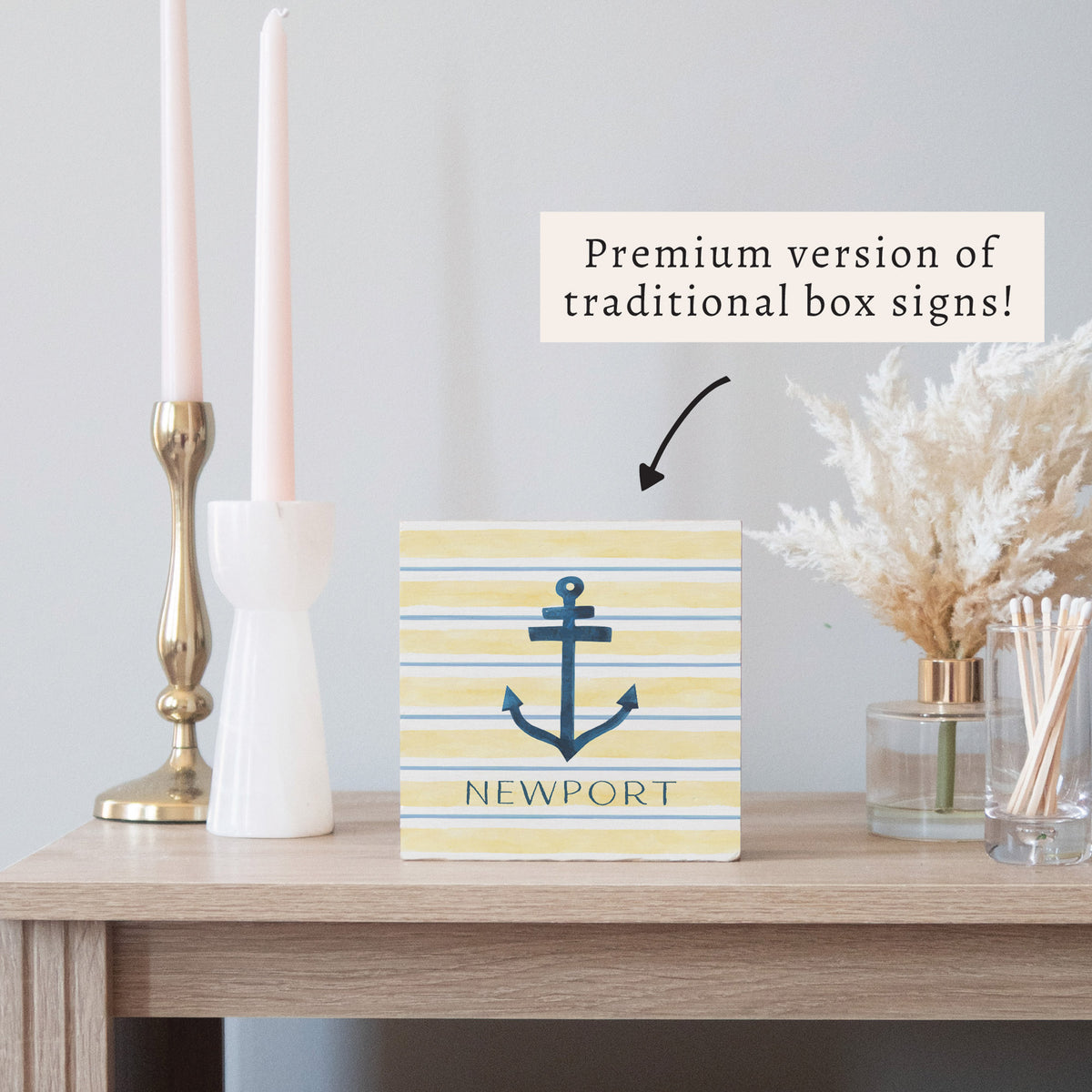 Anchor Stripe Personalized Block Sign