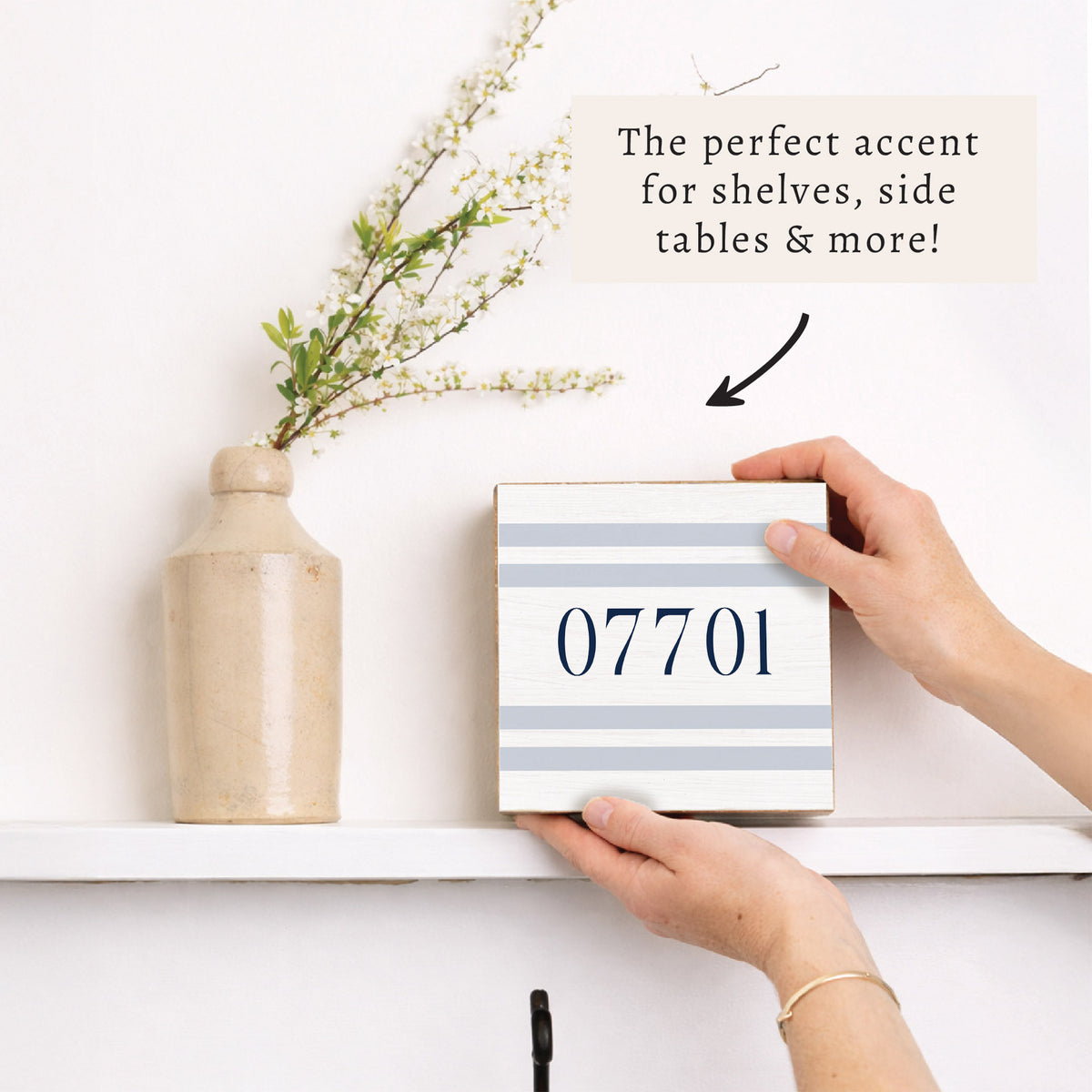 Blue Stripes Personalized Block Sign