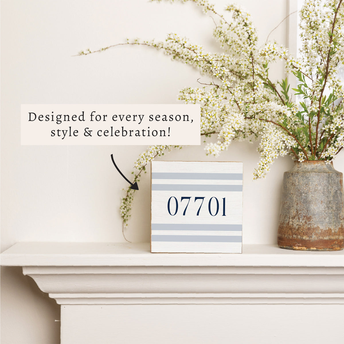 Blue Stripes Personalized Block Sign