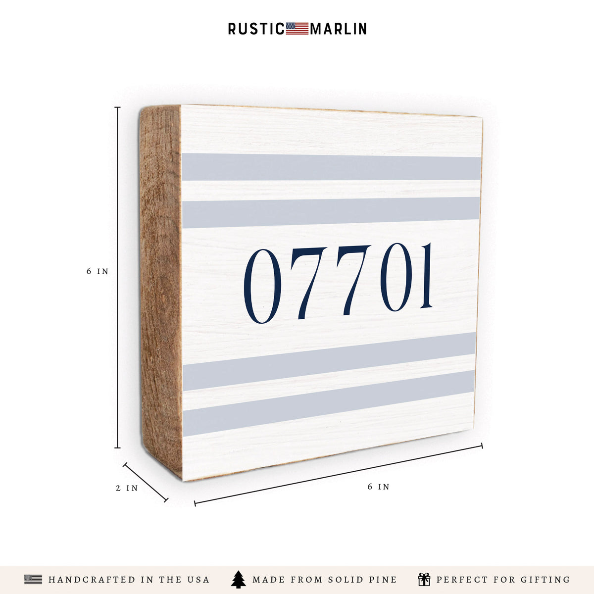 Blue Stripes Personalized Block Sign