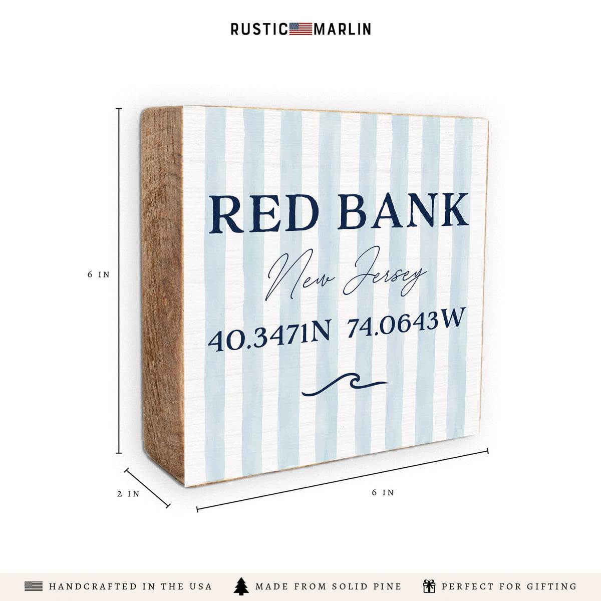 Blue Stripes Coordinates Personalized Block Sign
