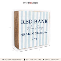 Blue Stripes Coordinates Personalized Block Sign