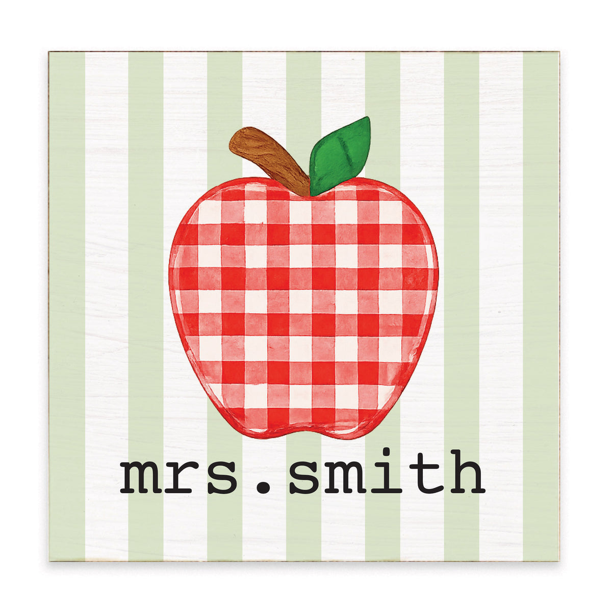 Apple Plaid Personalized Block Sign