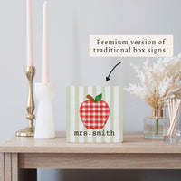 Apple Plaid Personalized Block Sign