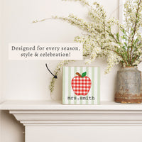 Apple Plaid Personalized Block Sign