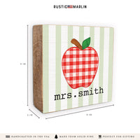 Apple Plaid Personalized Block Sign