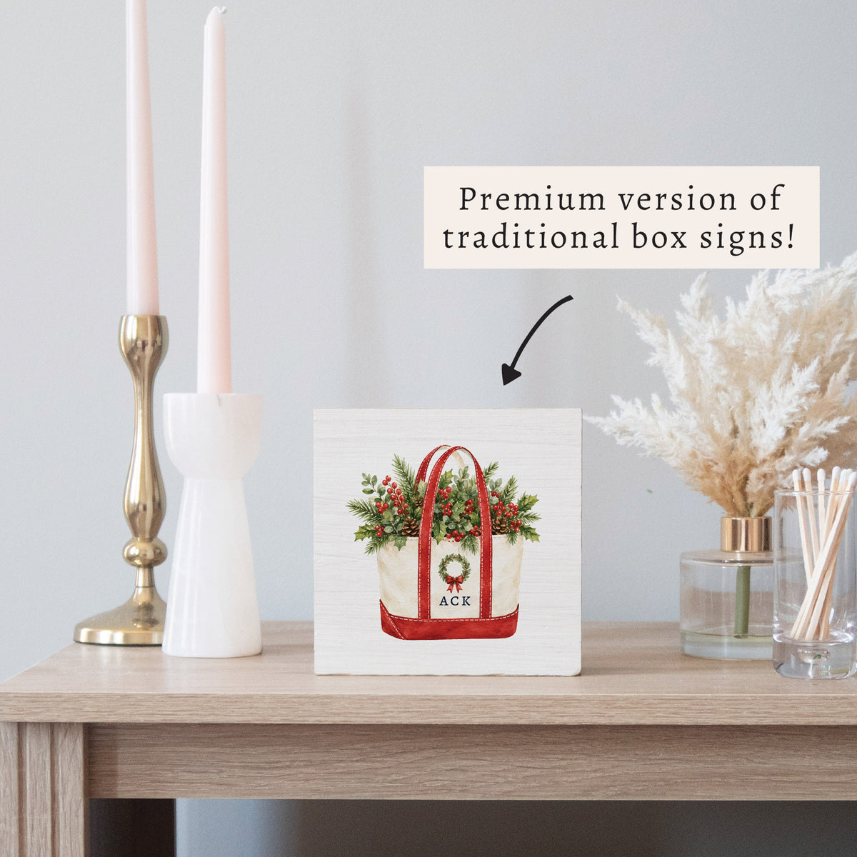 Christmas Boat Tote Personalized Block Sign