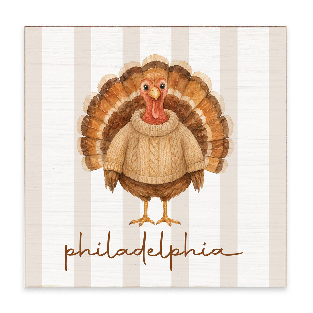 Watercolor Turkey Personalized Block Sign