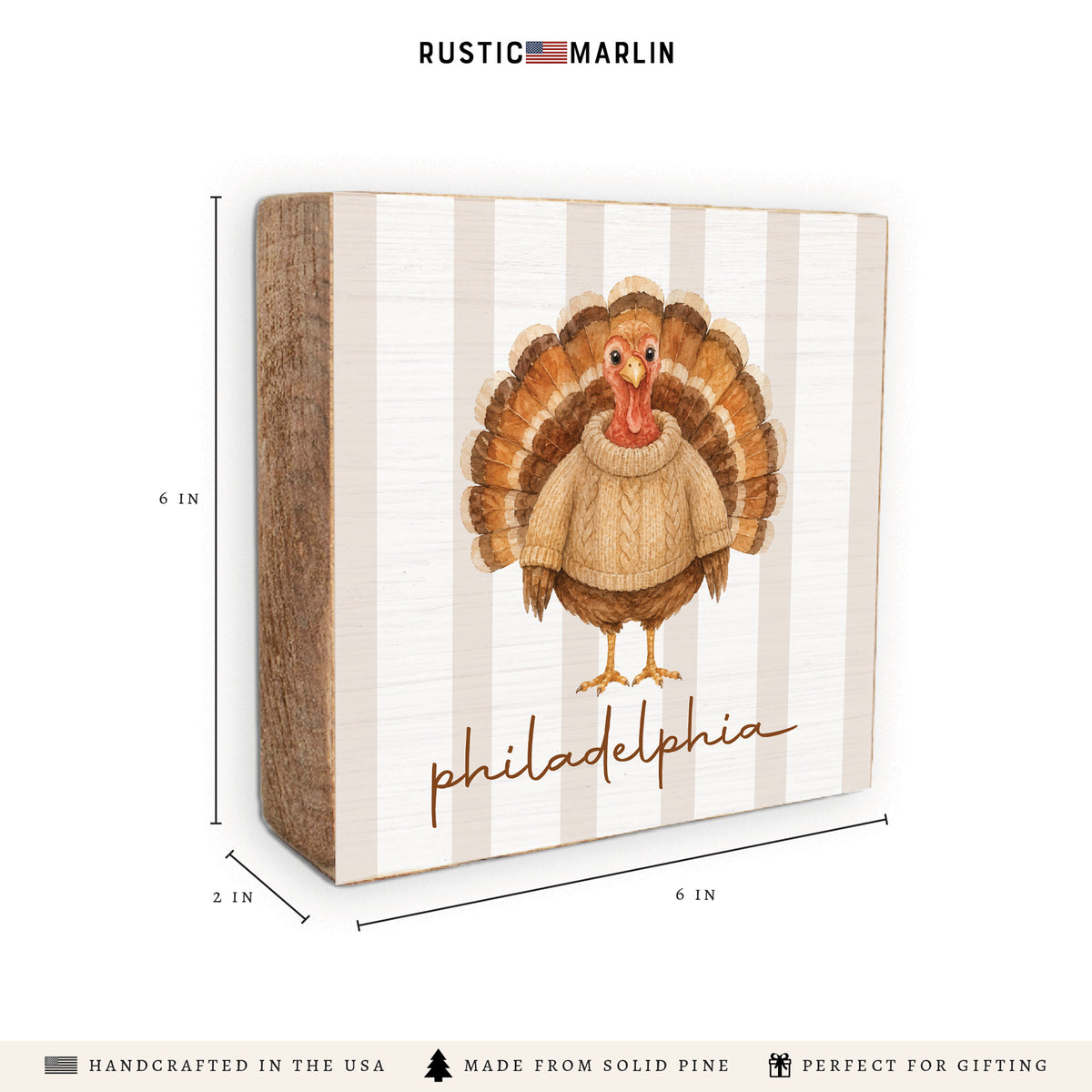 Watercolor Turkey Personalized Block Sign