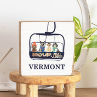 Dogs Ski Lift Personalized Block Sign