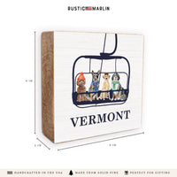 Dogs Ski Lift Personalized Block Sign