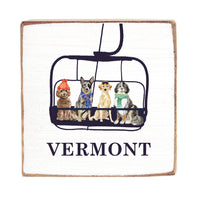 Dogs Ski Lift Personalized Block Sign