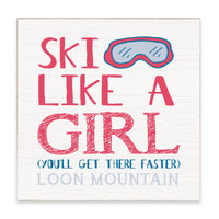 Ski Like A Girl Personalized Block Sign