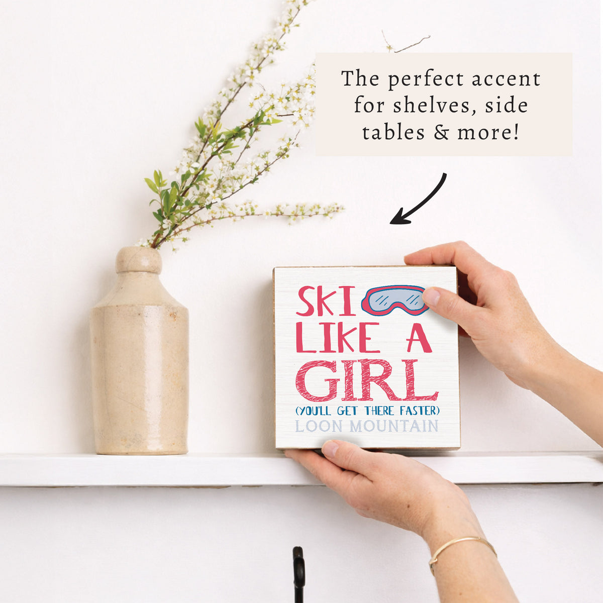 Ski Like A Girl Personalized Block Sign