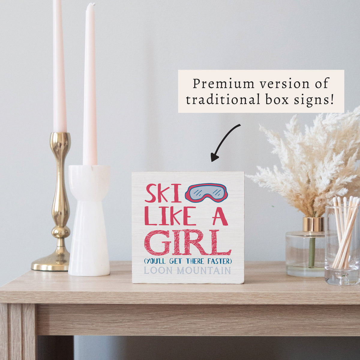 Ski Like A Girl Personalized Block Sign