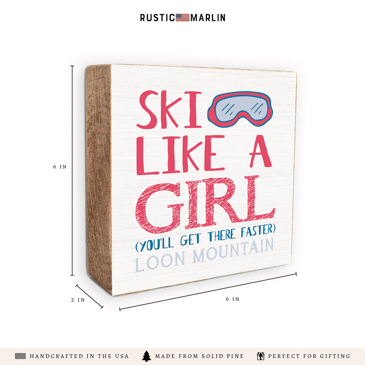 Ski Like A Girl Personalized Block Sign
