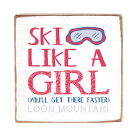 Ski Like A Girl Personalized Block Sign
