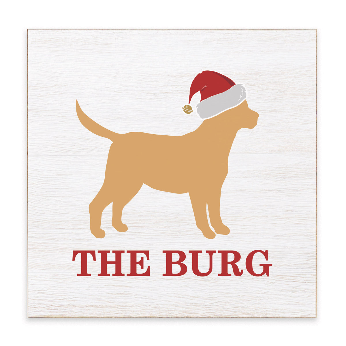 Santa Golden Dog Personalized Block Sign