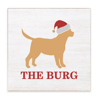 Santa Golden Dog Personalized Block Sign
