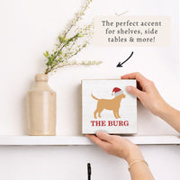 Santa Golden Dog Personalized Block Sign