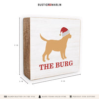 Santa Golden Dog Personalized Block Sign