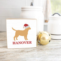 Santa Golden Dog Personalized Block Sign