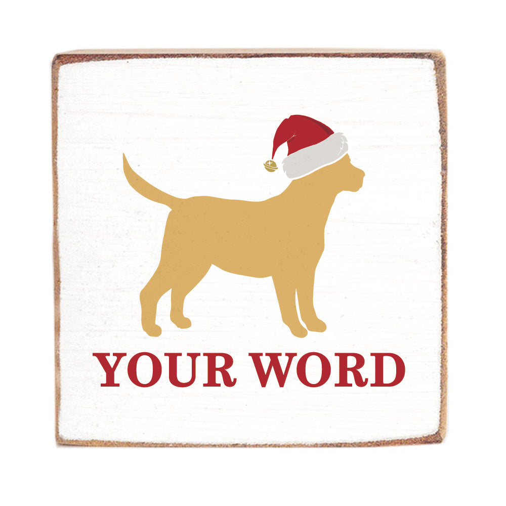 Santa Golden Dog Personalized Block Sign