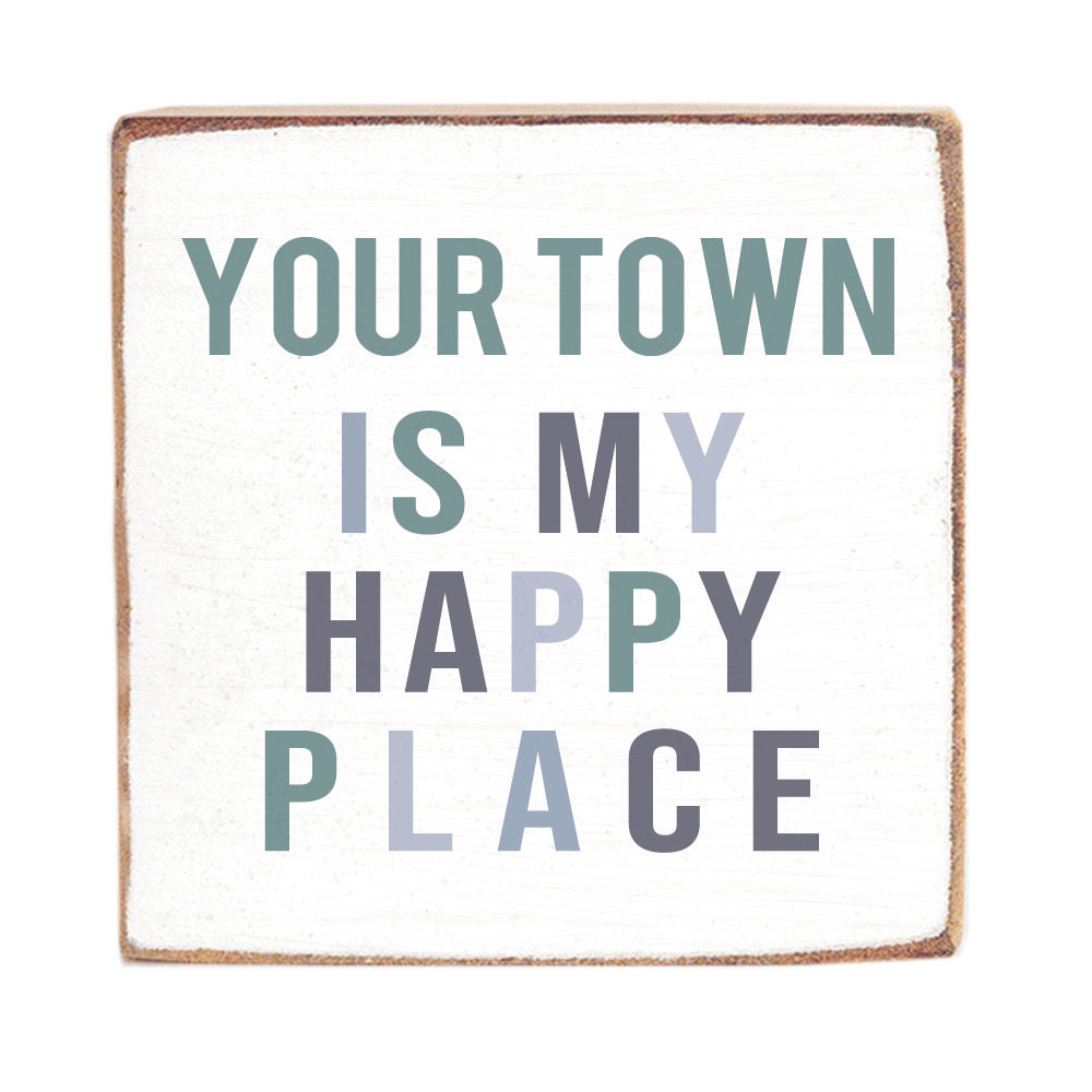 Happy Place Personalized Block Sign