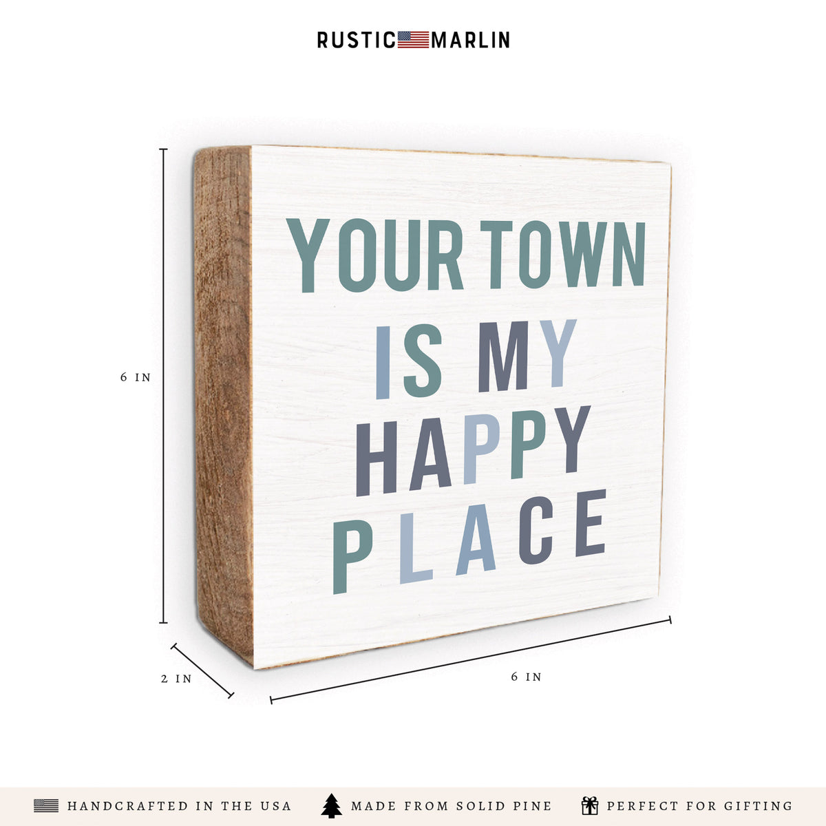 Happy Place Personalized Block Sign