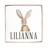Floral Bunny Personalized Block Sign