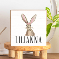 Floral Bunny Personalized Block Sign