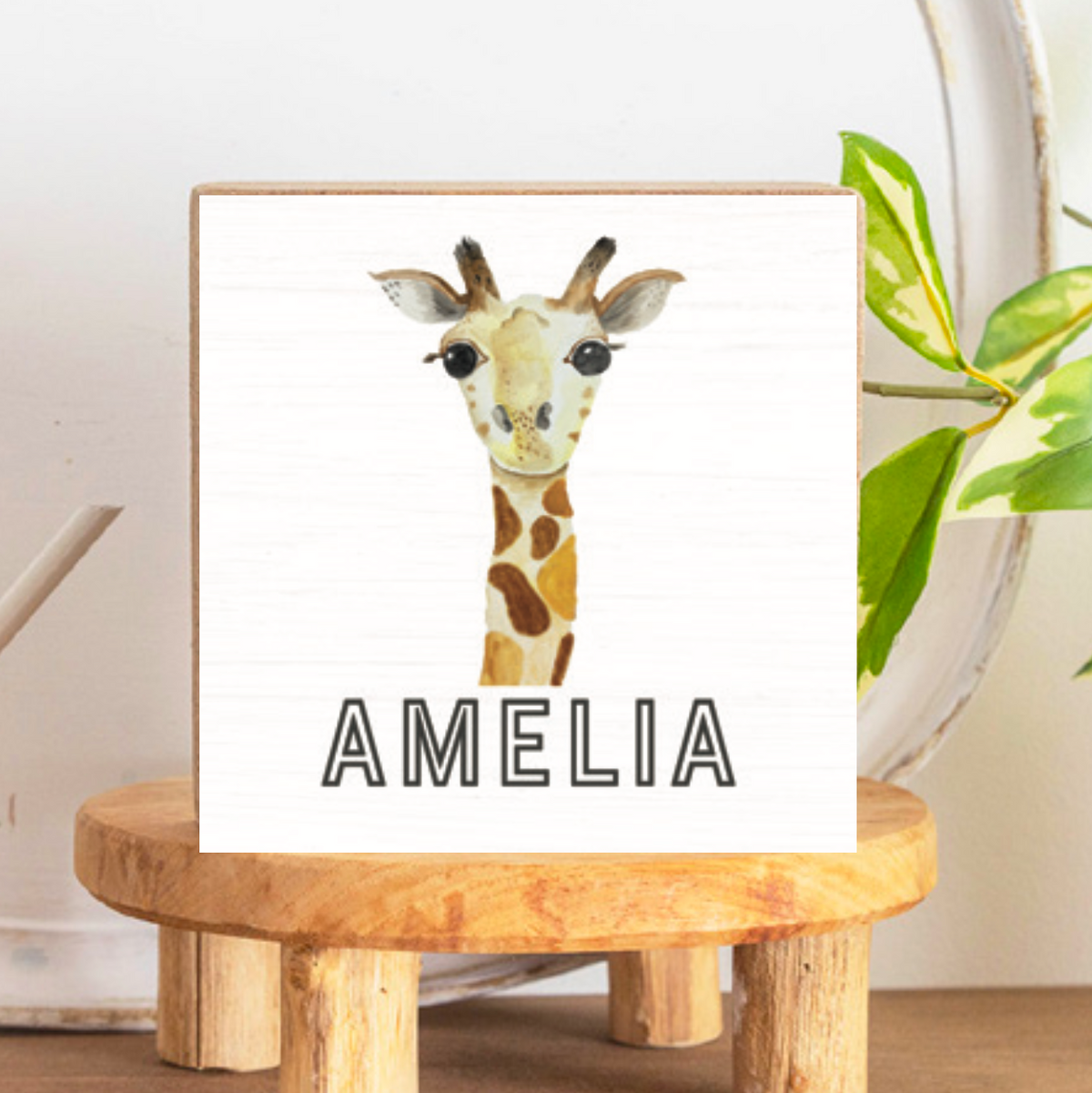 Giraffe Personalized Block Sign