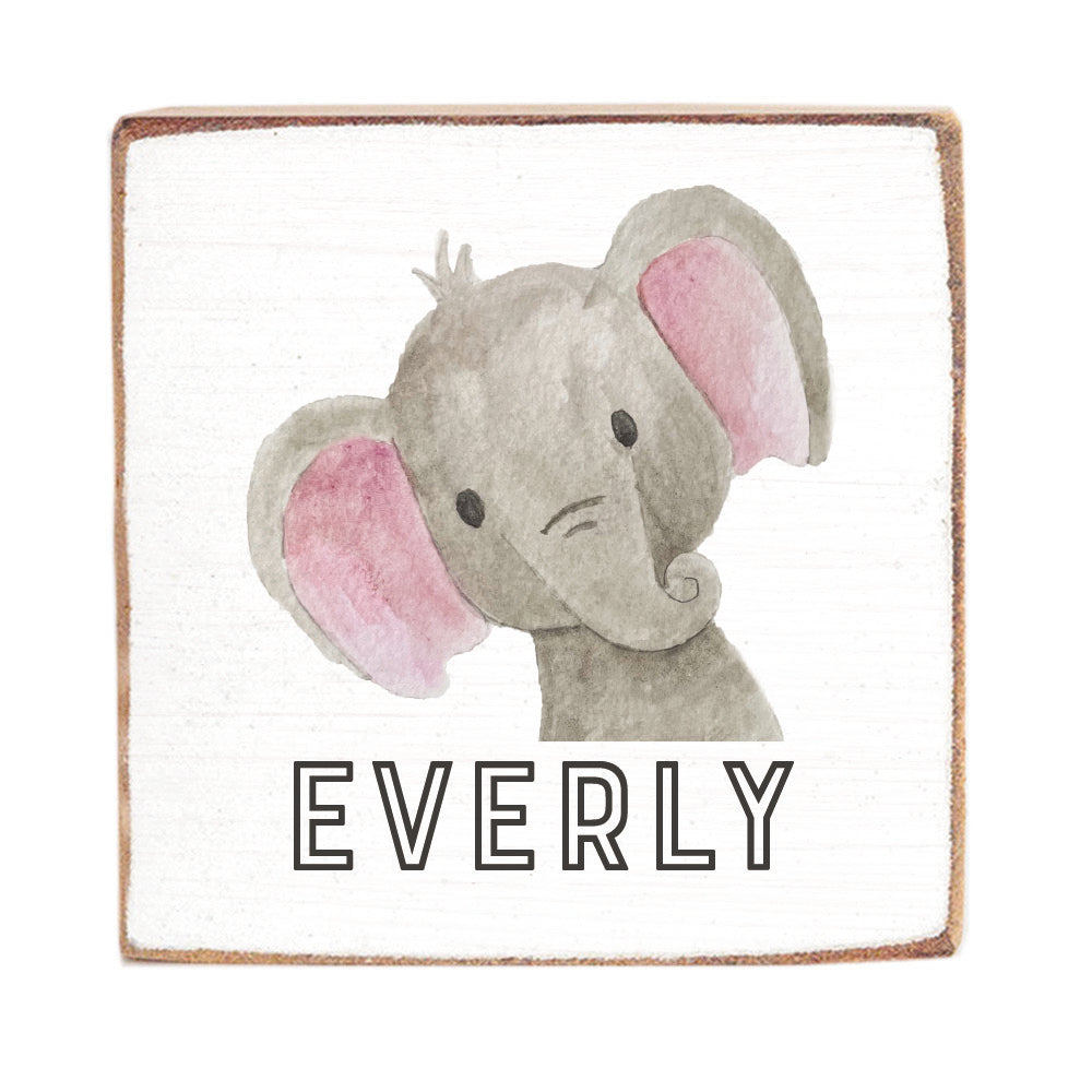 Elephant Personalized Block Sign