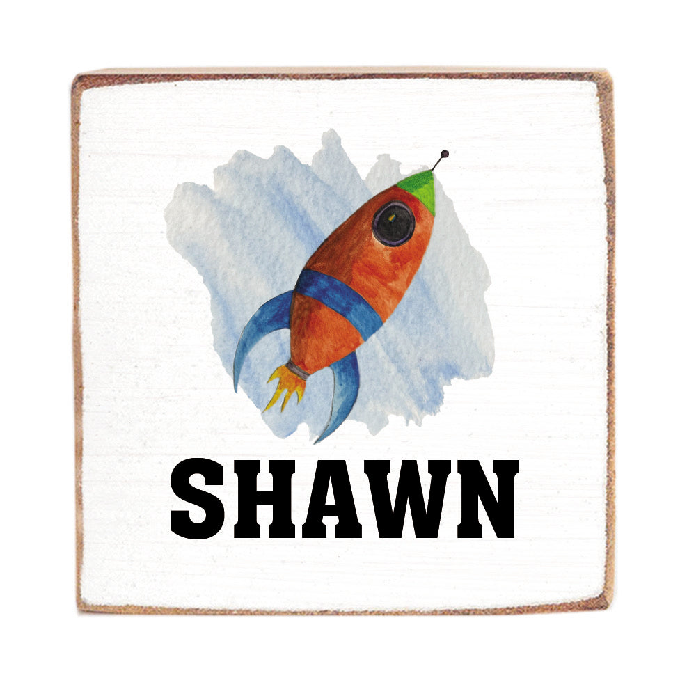 Rocket Personalized Block Sign