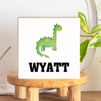 Dino Personalized Wood Block