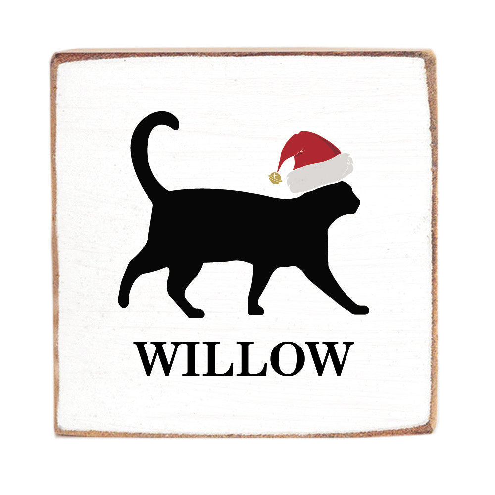 Santa Cat Personalized Block Sign