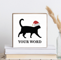 Santa Cat Personalized Block Sign