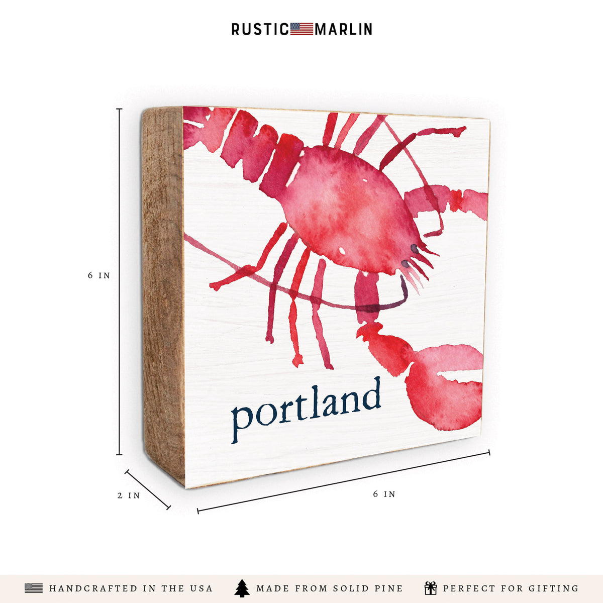 Watercolor Lobster Personalized Block Sign