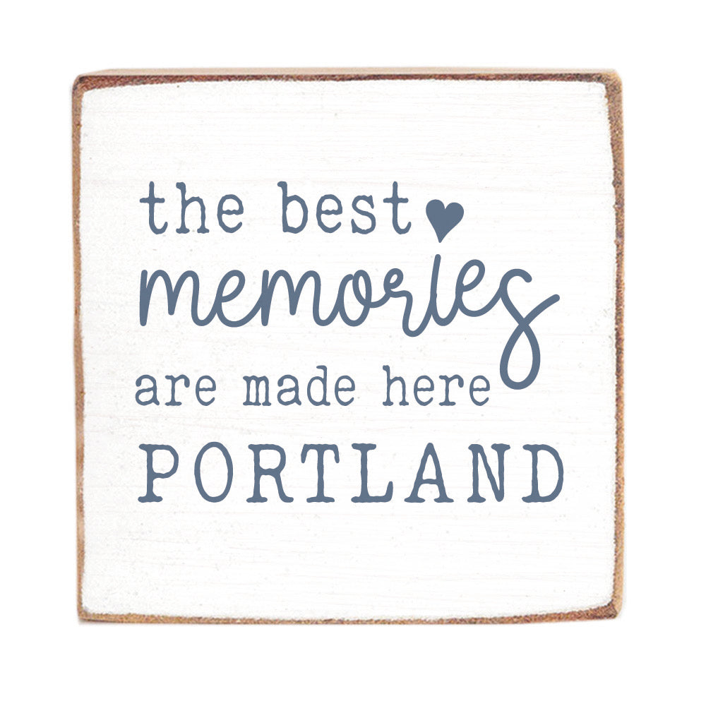 Best Memories Made Here White Personalized Block Sign