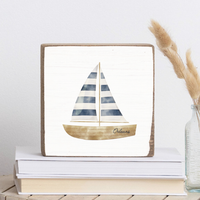 Watercolor Sailboat Personalized Block Sign