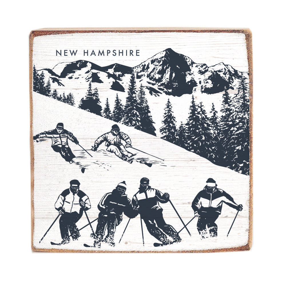 Retro Ski Run Personalized Block Sign