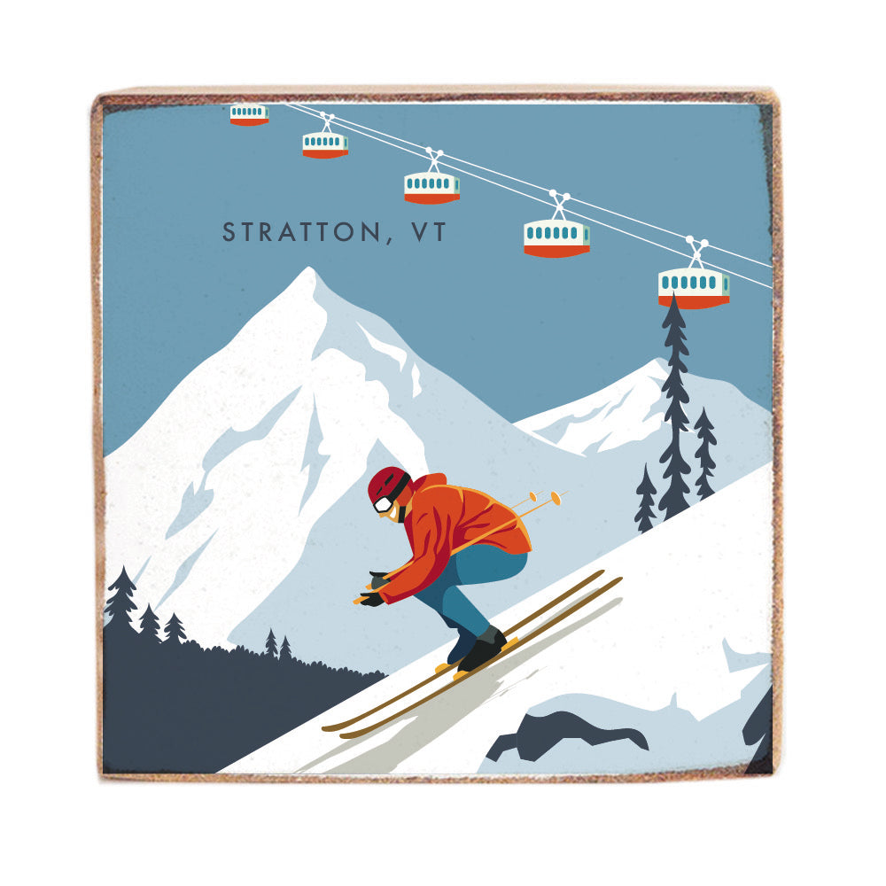 Bluebird Ski Day Personalized Block Sign
