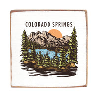Retro Mountain Lake Personalized Block Sign
