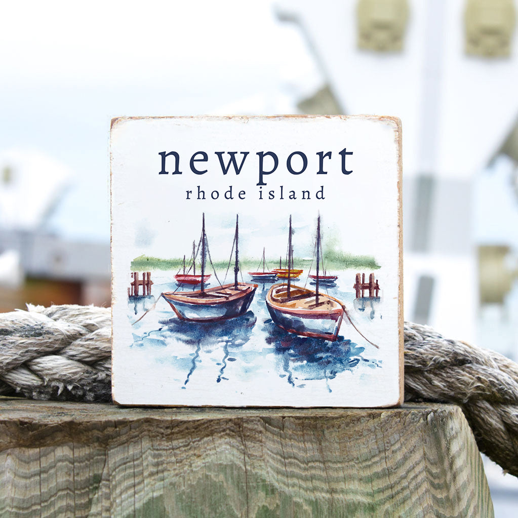 Harbor Sailboats Personalized Block Sign