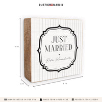 Just Married White/ Black Personalized Block Sign